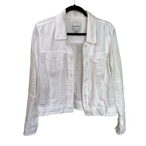 Tommy Bahama Two Palms Linen Raw-Edge Jacket White M